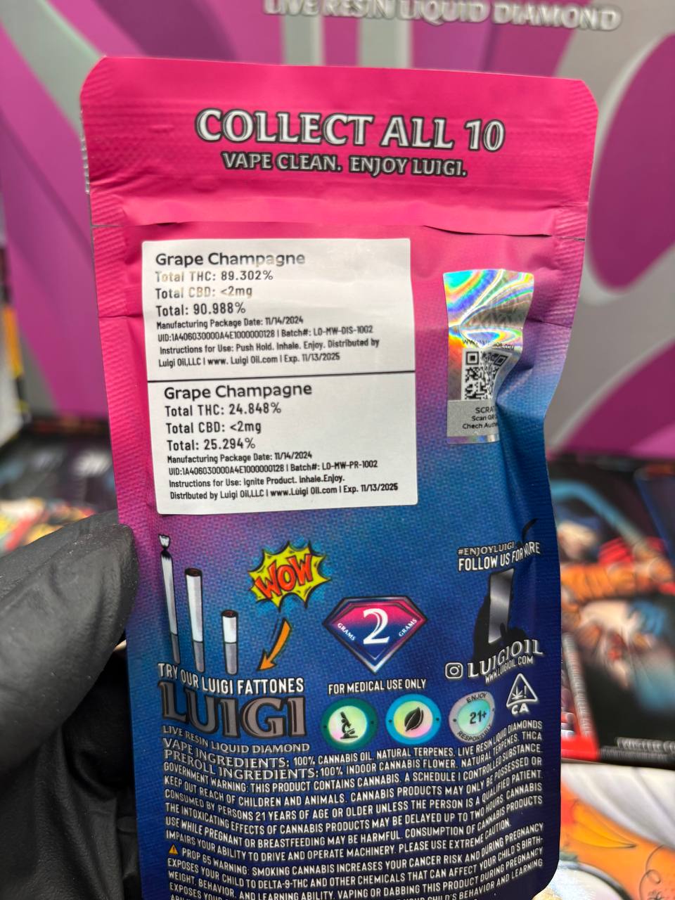 •$675 #luigi – disposable with 1 preroll (1 box : 50 piece & 50 preroll)